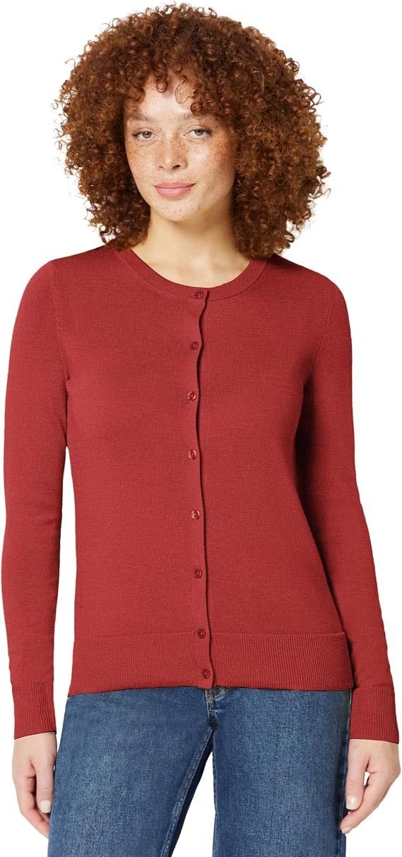 Red Button-Up Cardigan Sweater image 1